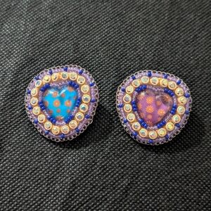 Mismatched Heart Earrings in Blue and Purple
